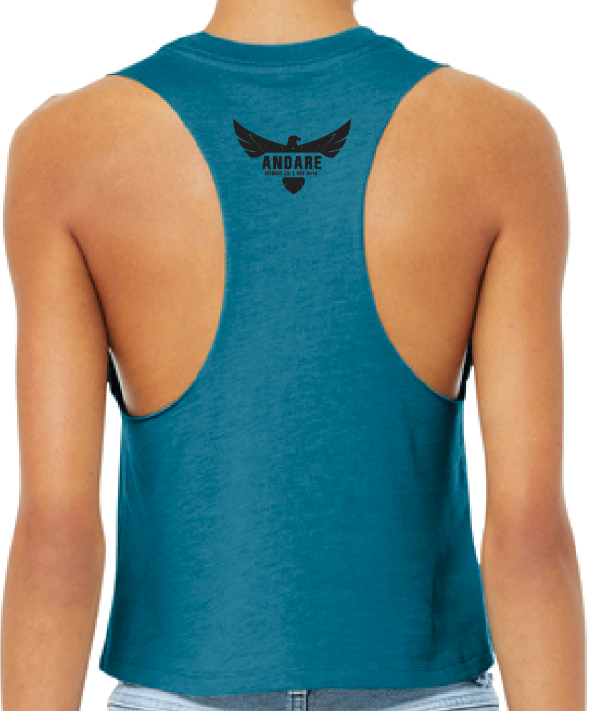 ANDARE FITNESS Women’s Racerback Cropped Tank, CELEBRATING 10 YEARS (SALE ENDS 7/8)