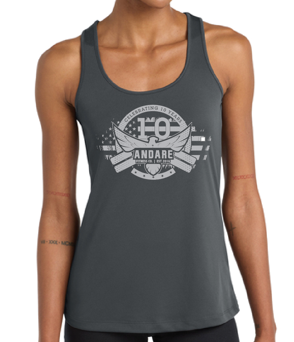 ANDARE FITNESS Woman's Racerback Tank, CELEBRATING 10 YEARS (SALE ENDS 7/8)