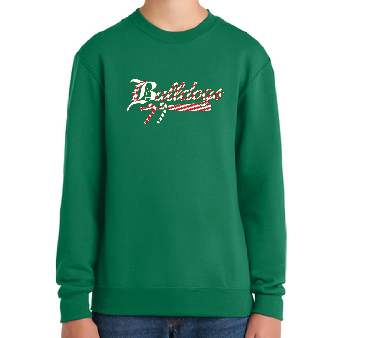 Bulldogs - HOLIDAY Crew Sweatshirt - Candy Cane