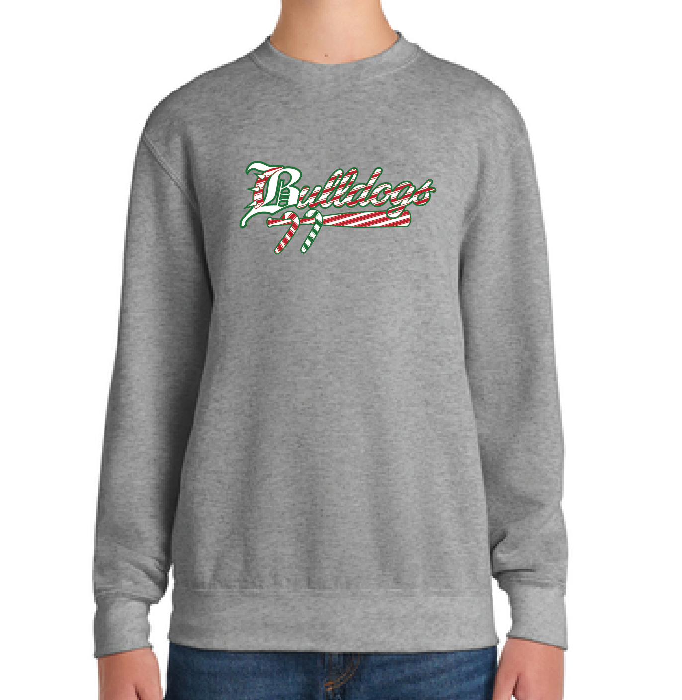 Bulldogs - HOLIDAY Crew Sweatshirt - Candy Cane