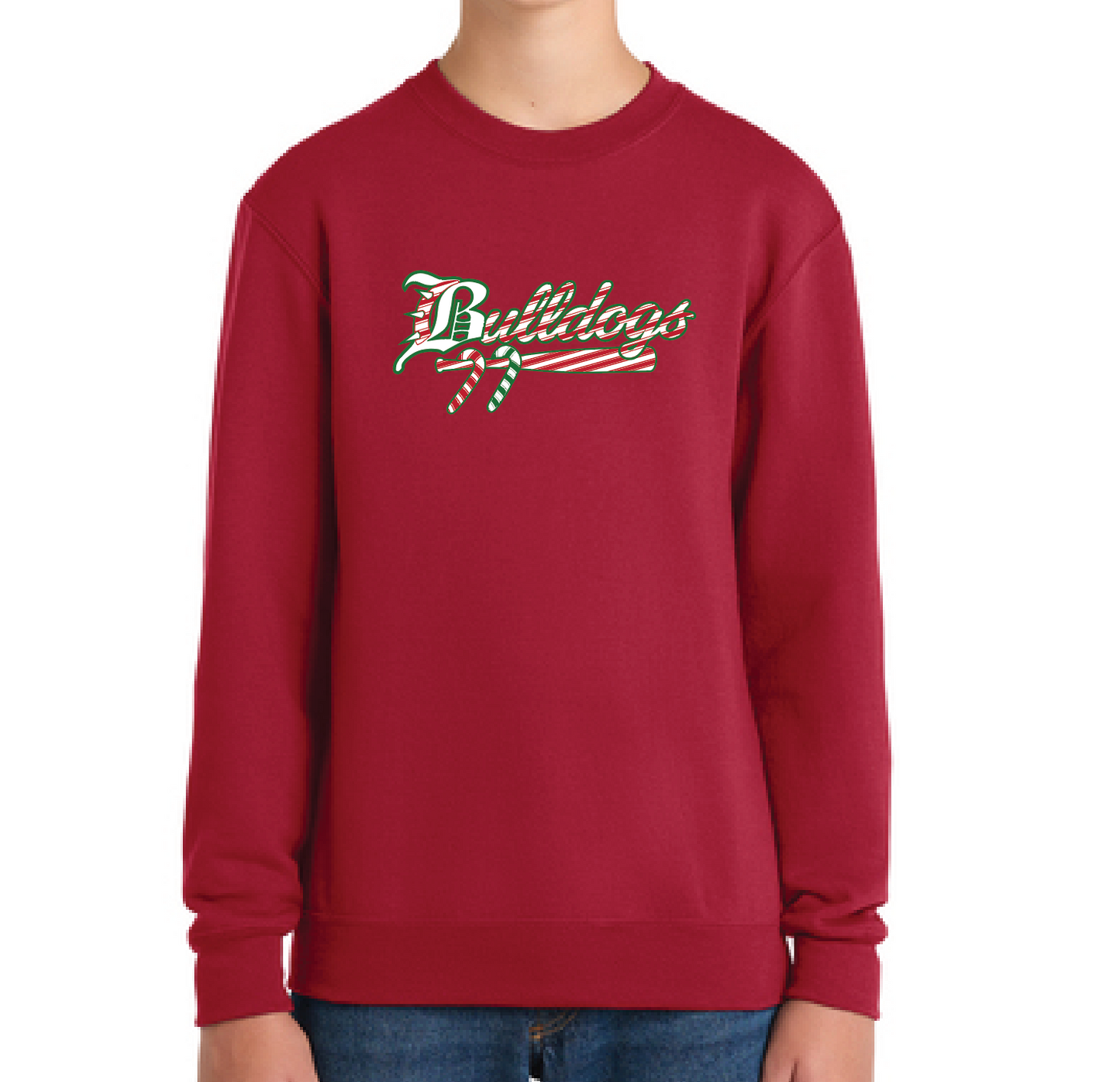 Bulldogs - HOLIDAY Crew Sweatshirt - Candy Cane