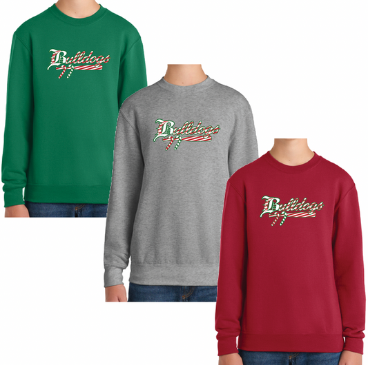 Bulldogs - HOLIDAY Crew Sweatshirt - Candy Cane