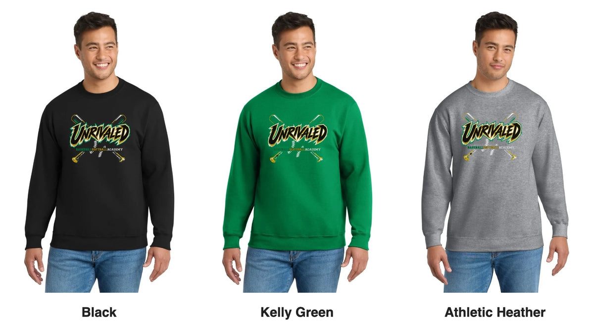 Unrivaled crewneck sweatshirt in Black, Kelly Green and Athletic Heather