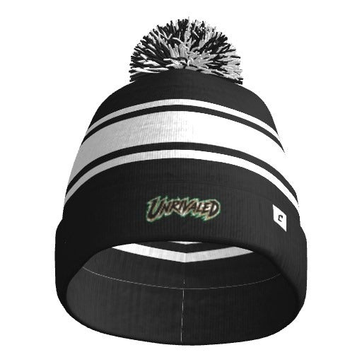 UNRIVALED - BLACK POM POM BEANIE (3D UNRIVALED LOGO)