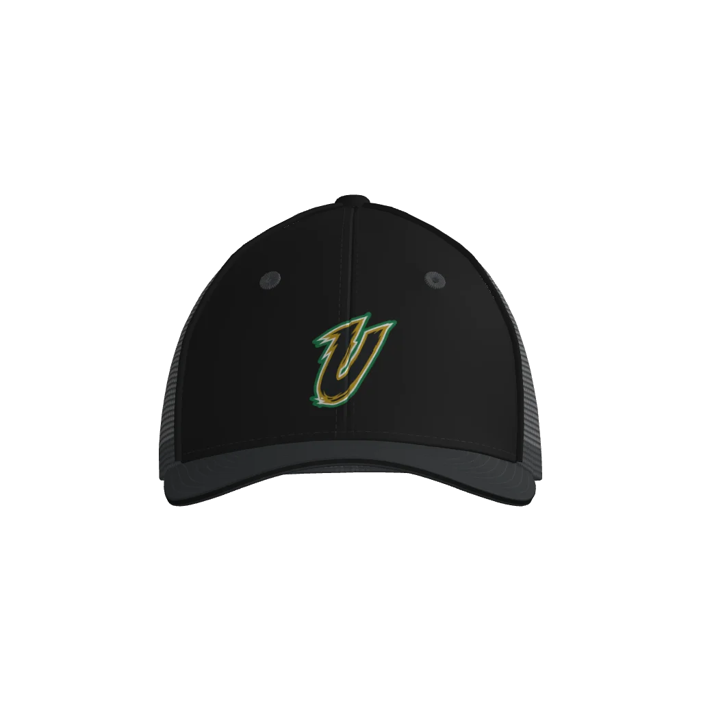 Unrivaled black varsity cap with 3D U logo