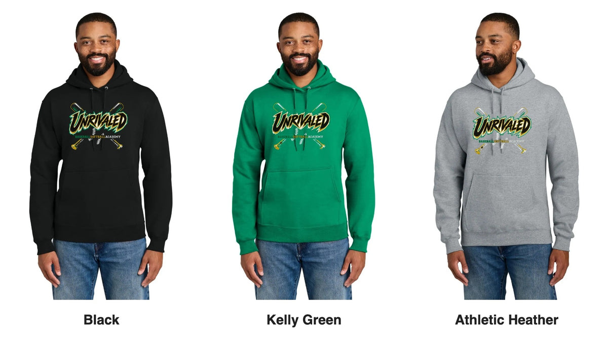 Unrivaled hoodie in Black, Kelly Green and Athletic Heather
